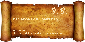 Vidákovics Beatrix névjegykártya